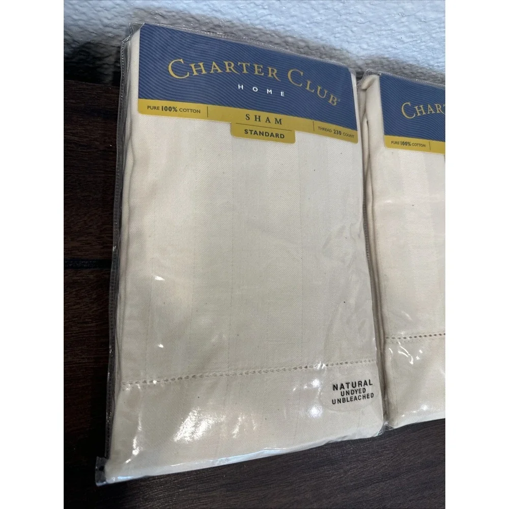 NWT VGT Charter Club Damask Collection 2 shams Size Standard 100% Cotton